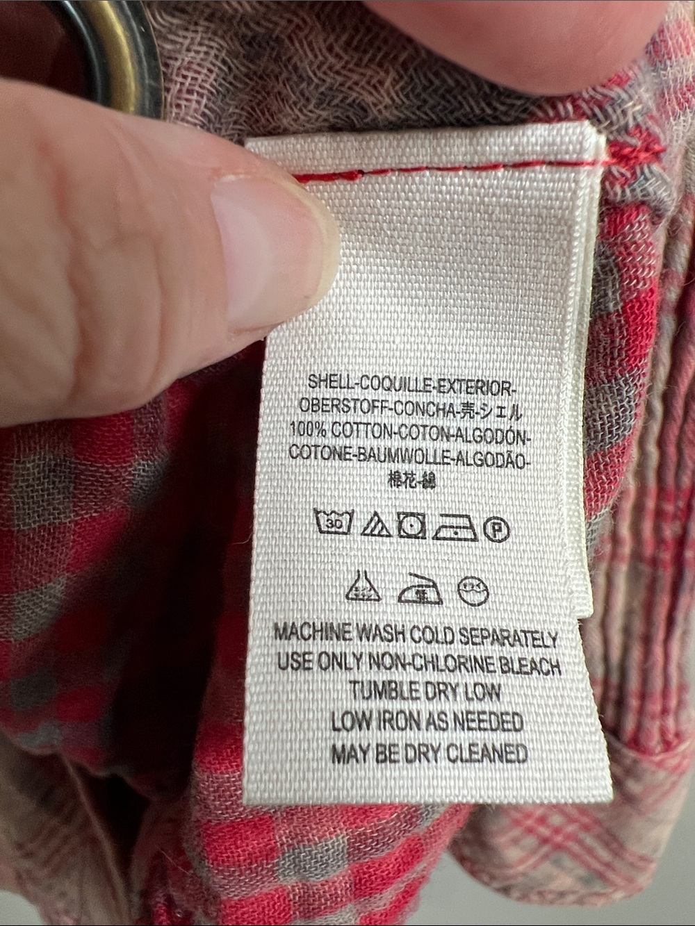 Free People Nordic Day Red Pink Plaid button down Long sleeve Plaid Shirt LaceUp - Picture 11 of 14